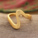 Gold-plated wrap ring, 'Splendid Curve' - 18k Gold-Plated Wrap Ring with Contemporary Curved Design