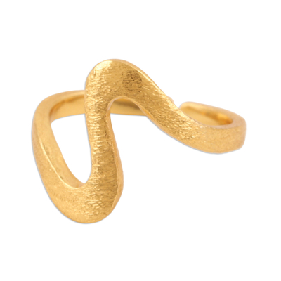 Gold-plated wrap ring, 'Splendid Curve' - 18k Gold-Plated Wrap Ring with Contemporary Curved Design