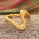 Gold-plated wrap ring, 'Splendid Curve' - 18k Gold-Plated Wrap Ring with Contemporary Curved Design