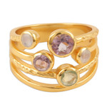 Gold-plated multi-stone ring, 'Colorful Fantasy' - Colorful 18k Gold-Plated Multi-Stone Ring Crafted in India