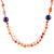 Multi-gemstone long beaded necklace, 'Glorious Connection' - Multi-Gemstone and Silver Beaded Long Necklace Made in India