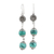 Malachite dangle earrings, 'Soothing Countess' - Sterling Silver Dangle Earrings with Natural Malachite Gems