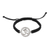 Cubic zirconia macrame pendant bracelet, 'Bonds of Enlightenment' - Black Macrame Cord Bracelet with Om Pendant and Gems