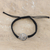 Pulsera colgante de plata de primera ley en macramé - Pulsera de macramé negro con símbolo Khanda de plata de ley