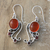 Carnelian and garnet dangle earrings, 'Vibrant Swirls' - Sterling Silver Dangle Earrings with Carnelian and Garnet