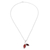 Carnelian and garnet pendant necklace, 'Romance Leaf' - Leafy Pendant Necklace with Carnelian and Garnet Jewels