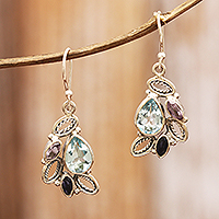 Ohrhänger mit mehreren Edelsteinen, „Dazzling Glare“ – Blattförmige Ohrhänger mit mehreren Edelsteinen und Fünf-Karat-Juwelen
