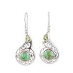 Peridot dangle earrings, 'Lagoon Harmony' - Faceted Peridot and Composite Turquoise Dangle Earrings