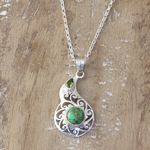 Peridot pendant necklace, 'Lagoon Harmony' - Faceted Peridot and Composite Turquoise Pendant Necklace