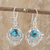 Sterling silver filigree dangle earrings, 'Lagoon Joy' - Traditional Dangle Earrings with Composite Turquoise Jewels