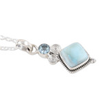 Blue topaz and larimar pendant necklace, 'Pastel Seas' - Blue Topaz and Larimar Sterling Silver Pendant Necklace