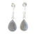 Onyx half-hoop earrings, 'Fabulous Guardian' - Sterling Silver Half-Hoop Earrings with Labradorite Gemstone