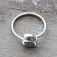 Rainbow moonstone band ring, 'Wrapped in Harmony' - Sterling Silver and Natural Rainbow Moonstone Band Ring