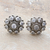 Sterling silver button earrings, 'Charming Clarity' - Floral Cubic Zirconia and Sterling Silver Button Earrings (image 2) thumbail