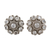 Sterling silver button earrings, 'Charming Clarity' - Floral Cubic Zirconia and Sterling Silver Button Earrings thumbail