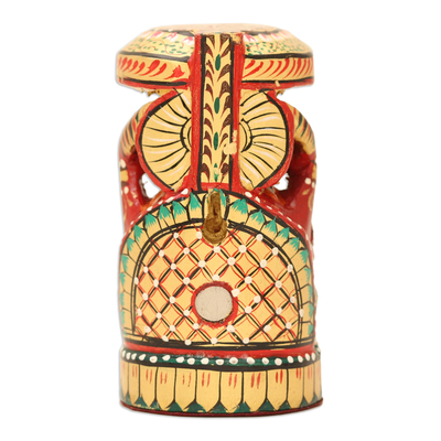 Holzmagnet - Handbemalter purpurroter Ganesha-Kadam-Holzmagnet
