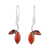 Carnelian and garnet dangle earrings, 'Romance Leaf' - Leafy Dangle Earrings with Carnelian and Garnet Jewels