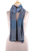 Wool scarf, 'Blue Warmth' - Handloomed Striped Wool Scarf in Blue and Onyx Hues