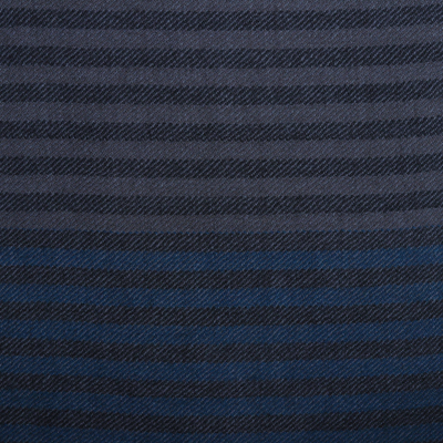 Bufanda de lana - Bufanda de lana a rayas tejida a mano en tonos azul y ónix