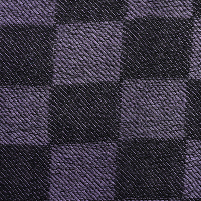 Bufanda de lana - Bufanda de lana a cuadros tejida a mano en ónix y lavanda