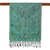 Reversible jamawar silk scarf, 'Magical Garden' - Woven Reversible Jamawar Fringed Silk Scarf in Turquoise