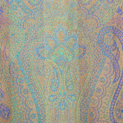 Silk scarf, 'Purple Heaven' - Green and Purple Silk Scarf with Paisley and Classic Motifs