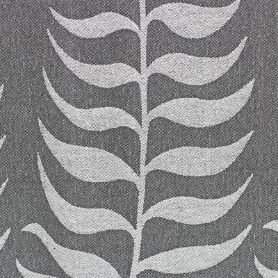 Manta de algodón - Manta de algodón con estampado de hojas en blanco y negro con flecos