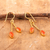 Gold-plated carnelian dangle earrings, 'Sunshine Seeds' - 22k Gold-Plated Dangle Earrings with Natural Carnelian Gems (image 2b) thumbail
