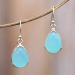 Chalcedony dangle earrings, 'Charismatic Drops' - Teardrop Chalcedony Dangle Earrings from India