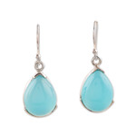 Chalcedony dangle earrings, 'Charismatic Drops' - Teardrop Chalcedony Dangle Earrings from India