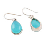 Chalcedony dangle earrings, 'Charismatic Drops' - Teardrop Chalcedony Dangle Earrings from India