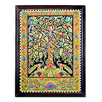 Marble wall art, 'Colorful Tree of Life' - Marble Relief Wall Art with Tree of Life Motif from India