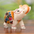 Hand-painted soapstone figurine, 'Elephant Salute' - Hand-Painted Floral Soapstone Elephant Figurine from India