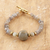 Labradorite and agate beaded pendant bracelet, 'Wind Adoration' - Handmade Grey Labradorite and Agate Beaded Pendant Bracelet