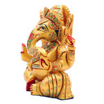 Wood sculpture, 'Ganesha in Lalitasana' - Hand-Painted Traditional Kadam Wood Sculpture of Ganesha