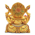 Wood sculpture, 'Ganesha in Lalitasana' - Hand-Painted Traditional Kadam Wood Sculpture of Ganesha
