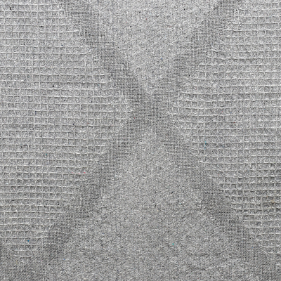 Cotton throw, 'Grey Desire' - Diamond-Patterned Cotton Throw in a Solid Grey Hue