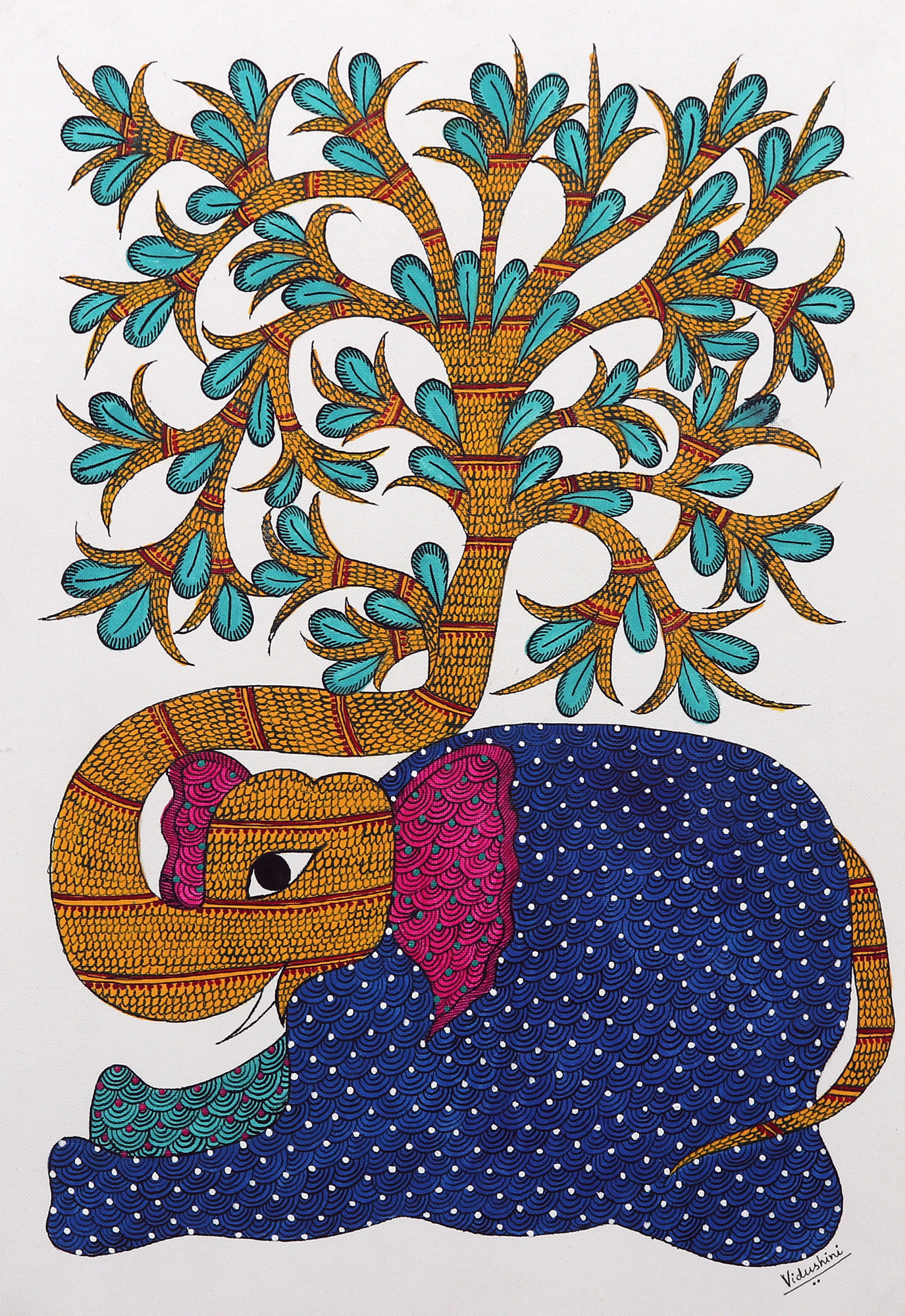 Handpainted Madhubani Ladies Large Tote / Handbag - Tree of Life 2