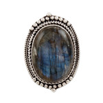 Labradorite cocktail ring, 'Magnificent Aurora' - Traditional Sterling Silver Cocktail Ring with Labradorite