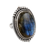 Labradorite cocktail ring, 'Magnificent Aurora' - Traditional Sterling Silver Cocktail Ring with Labradorite