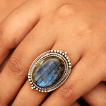 Labradorite cocktail ring, 'Magnificent Aurora' - Traditional Sterling Silver Cocktail Ring with Labradorite