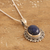 Collar con colgante de lapislázuli - Collar con colgante de temática solar con piedra lapislázuli ovalada