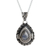 Rainbow moonstone locket pendant necklace, 'Harmonious Blessing' - Sterling Silver Pendant Necklace with Rainbow Moonstone