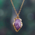 Amethyst pendant necklace, 'Violet Mysticism' - Brass Pendant Necklace with Freeform Amethyst Stone