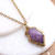 Amethyst pendant necklace, 'Violet Mysticism' - Brass Pendant Necklace with Freeform Amethyst Stone