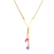 Quartz Y necklace, 'Dangling Style' - Brass Y Necklace with Colorful Quartz Chips from India
