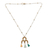Halskette mit Anhänger aus Achatperlen - Halskette mit Anhänger aus Messing mit Bögen und dreieckigen Achatsteinen