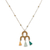 Halskette mit Anhänger aus Achatperlen - Halskette mit Anhänger aus Messing mit Bögen und dreieckigen Achatsteinen