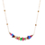 Quartz beaded pendant necklace, 'Rainbow Fantasy' - colourful Brass and Quartz Beaded Pendant Necklace from India