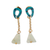 Agate beaded dangle earrings, 'Dangling Pyramids' - Agate Beaded Dangle Earrings with Brass Patina Accent
